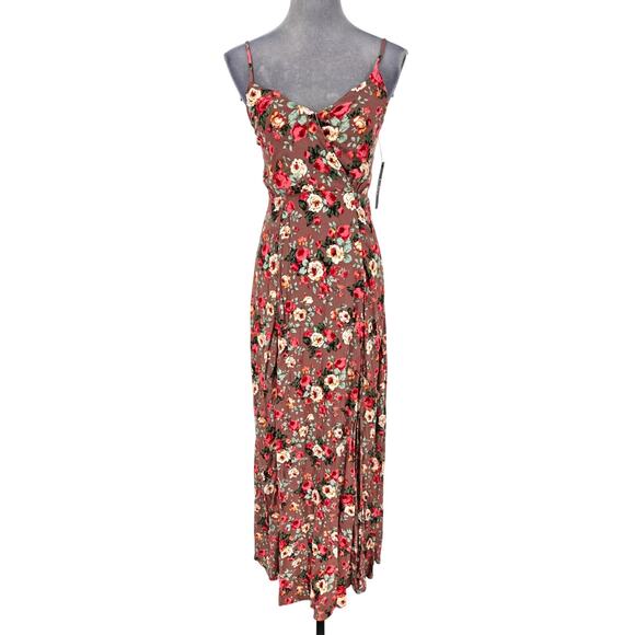 Lulus Dress Womens Small Terracotta Floral Maxi Back Zip Lined Beach Resort New - Picture 1 of 15